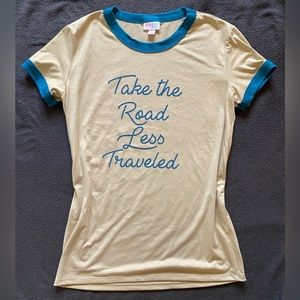 Take the Road Less Traveled Quote Ringer Tee Retro Vintage Vibes Poem Poetry